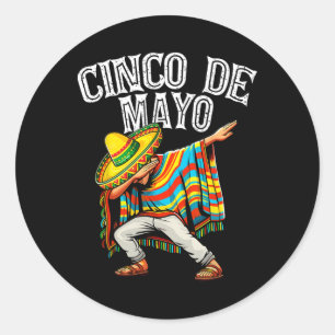 Cinco De Mayo Dabbing Mexican Poncho Sombrero Hat Runder Aufkleber