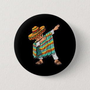 Cinco de Mayo Dabbing Poncho Sombrero Fun Mexikani Button