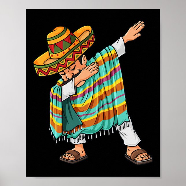 Cinco de Mayo Dabbing Poncho Sombrero Fun Mexikani Poster (Vorne)