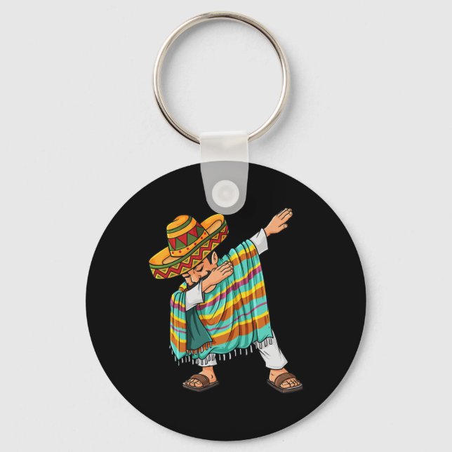 Cinco de Mayo Dabbing Poncho Sombrero Fun Mexikani Schlüsselanhänger (Vorderseite)