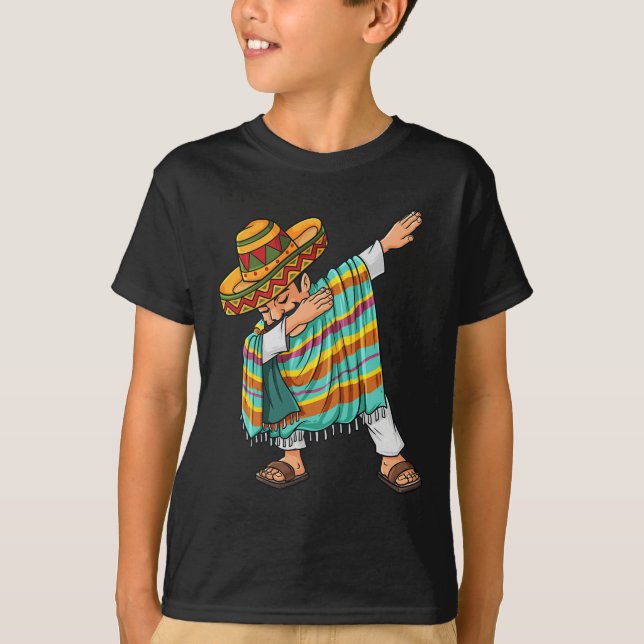 Cinco de Mayo Dabbing Poncho Sombrero Fun Mexikani T-Shirt (Vorderseite)