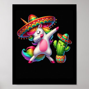 Cinco De Mayo Dabbing Unicorn Cactus Mexican Kids Poster