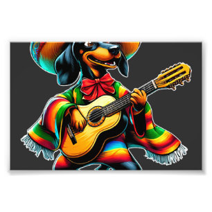 Cinco de Mayo Dachshund Mariachi Gitarre Fotodruck