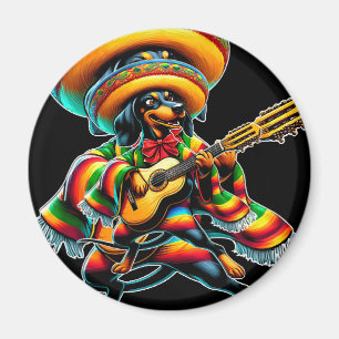 Cinco de Mayo Dackel Mariachi Guitar Magnet