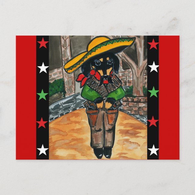 Cinco de mayo Dackeln Postkarte (Vorderseite)
