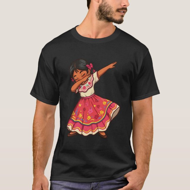 Cinco de Mayo Dance Party Mexican Girl Dabbing T-Shirt (Vorderseite)