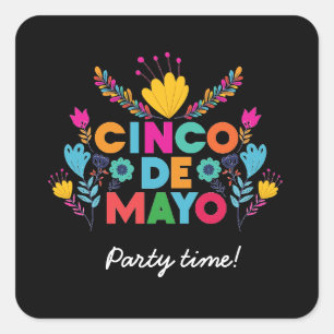 Cinco de Mayo, farbiges Mexiko Quadratischer Aufkleber