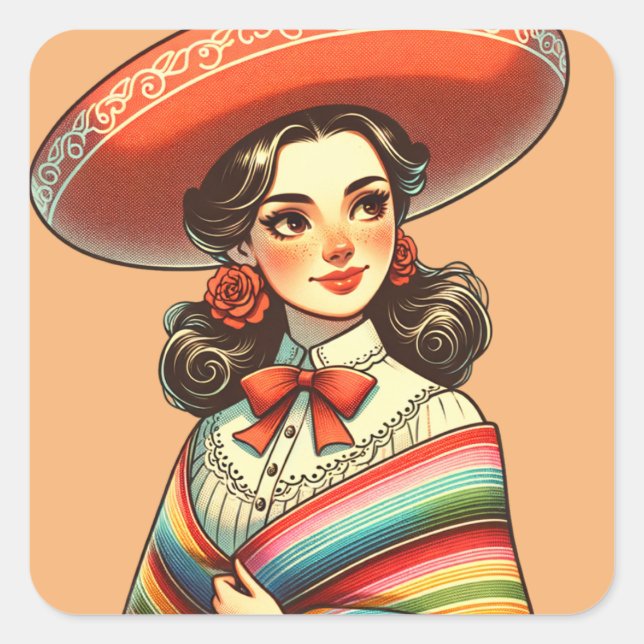 Cinco de Mayo Fiesta Gastgeschenk Quadratischer Aufkleber (Vorderseite)