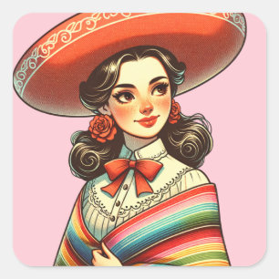 Cinco de Mayo Fiesta Gastgeschenk Quadratischer Aufkleber
