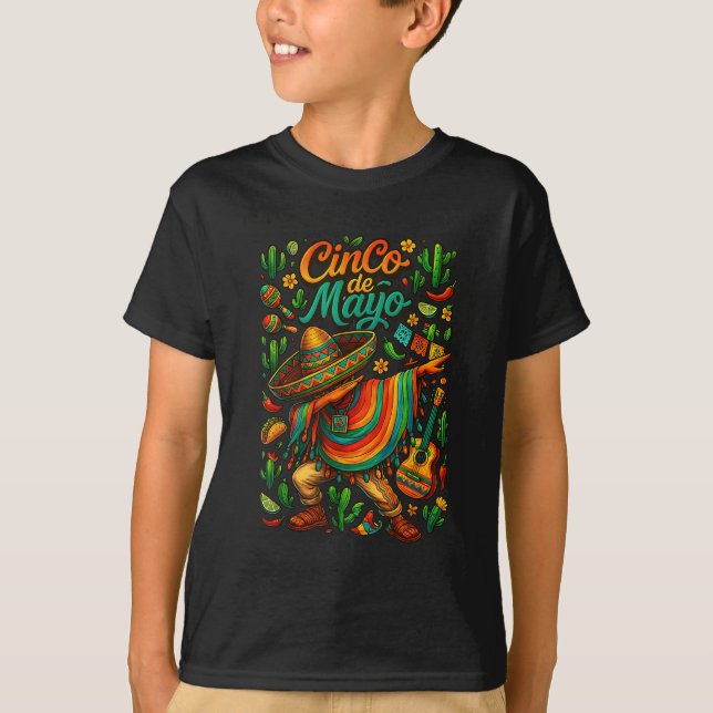 Cinco De Mayo Fiesta Mexican Boy Poncho Party for T-Shirt (Vorderseite)