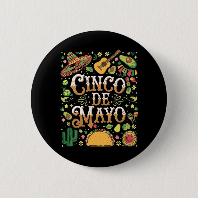 Cinco De Mayo Fiesta Niedliche Elemente des Party Button (Vorderseite)