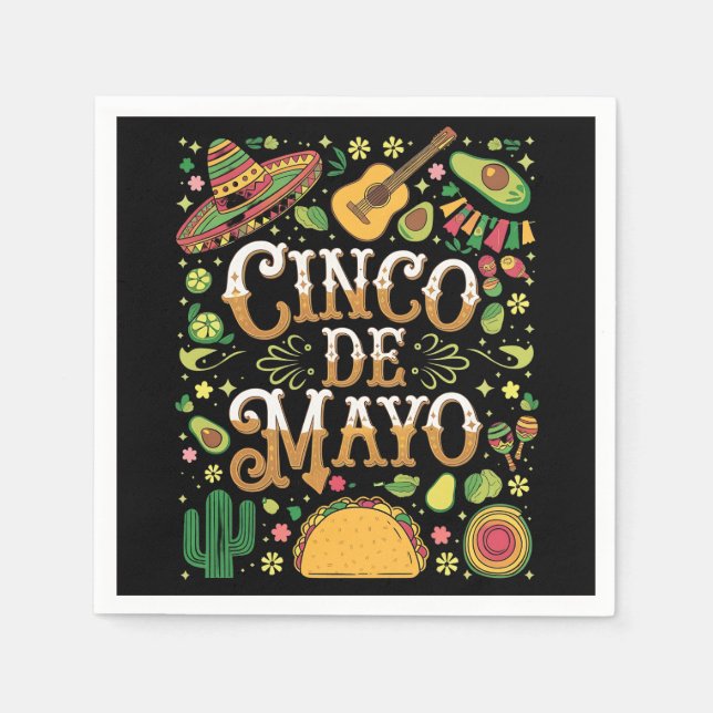 Cinco De Mayo Fiesta Niedliche Elemente des Party Serviette (Vorderseite)