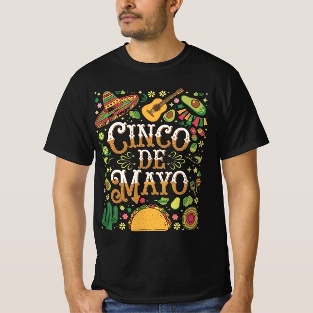 Cinco De Mayo Fiesta Niedliche Elemente des Party T-Shirt (Vorderseite)