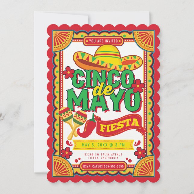 Cinco de Mayo Fiesta Sombrero Invitation (Devant)