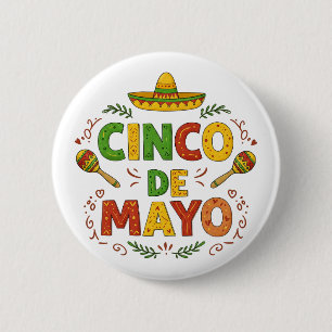 Cinco De Mayo Fiesta Sombrero Maracas Button
