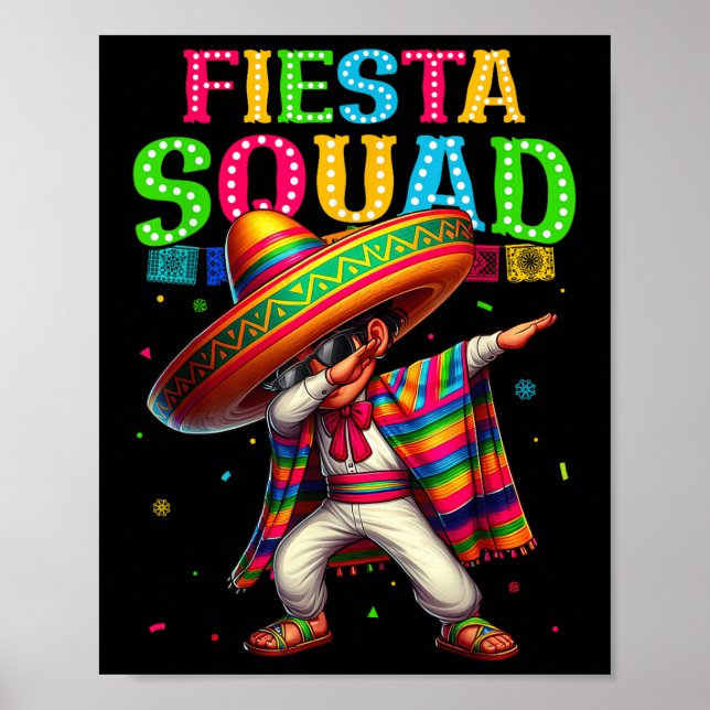 Cinco De Mayo Fiesta Squad Funny Dabiing Boys Kind Poster (Vorne)