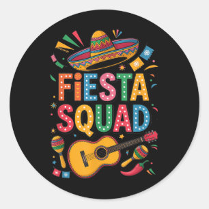 Cinco De Mayo Fiesta Squad Sombrero Guitar Fun Runder Aufkleber