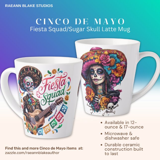 Cinco de Mayo Fiesta Squad Sugar Skull Latte Mug Milchtasse (Von Creator hochgeladen)