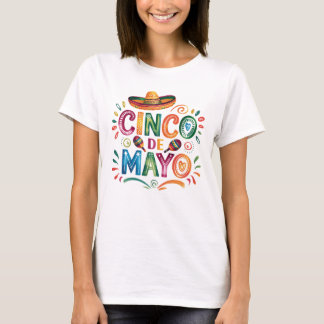Cinco De Mayo Fiesta Wasserfarbe Sombrero Maracas T-Shirt