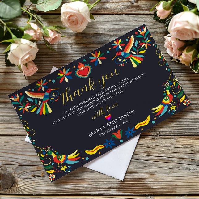 Cinco de Mayo Fiesta Wedding Dankeskarte (Mexican Colorful Cinco de Mayo Fiesta Wedding Thank You Card)
