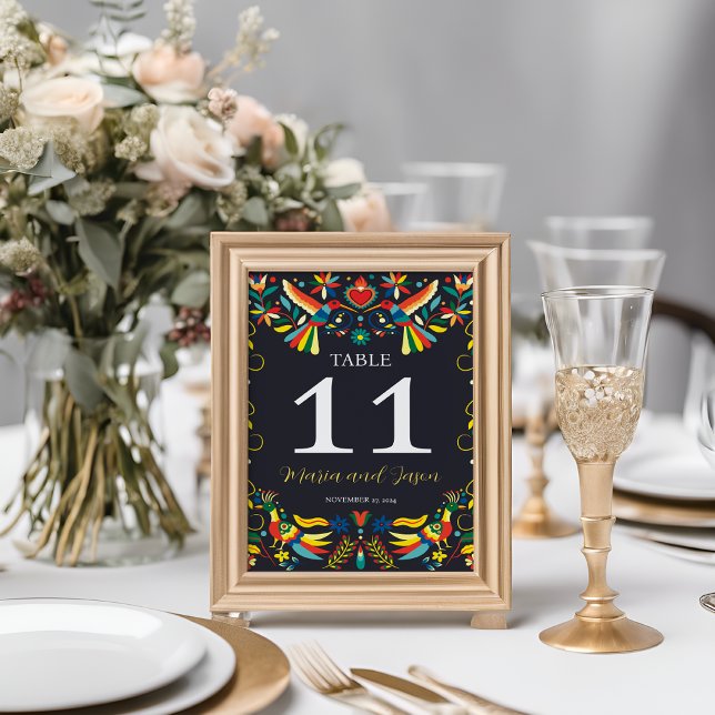 Cinco de Mayo Fiesta Wedding Tischnummer (Mexican Colorful Cinco de Mayo Fiesta Wedding Table Number)