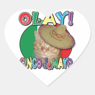 Cinco de Mayo Flag Mexiko Herz-Aufkleber