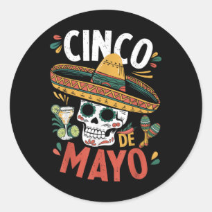 Cinco De Mayo Funny Camisa Mexican Sombrero Fiesta Runder Aufkleber