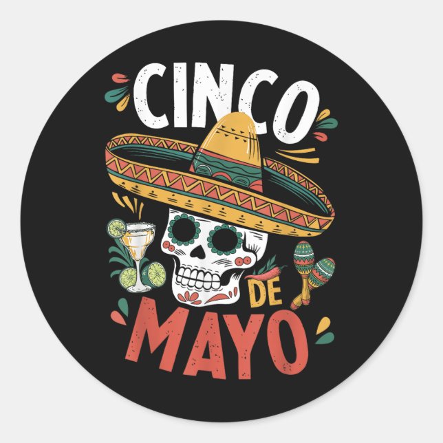 Cinco De Mayo Funny Camisa Mexican Sombrero Fiesta Runder Aufkleber (Vorderseite)