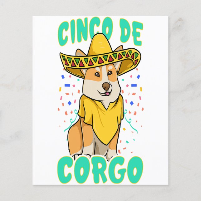 Cinco de Mayo Funny Corgi Dog with a Poncho _ Mexi Flyer (Vorne)