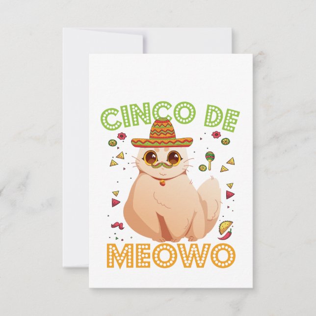 Cinco De Mayo Funny Mexican Cat Cindo De Mayo Gift Dankeskarte (Vorderseite)