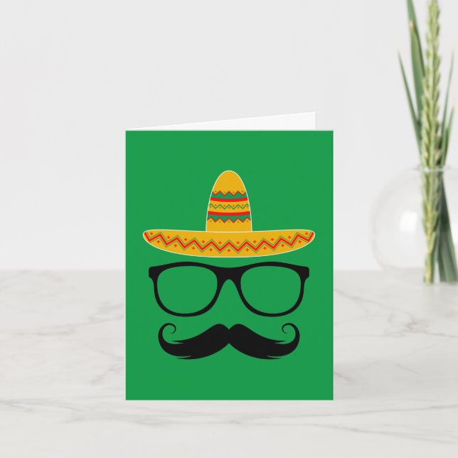 Cinco De Mayo Funny Party Sombrero Mustache Karte (Vorderseite)