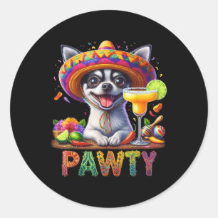 Cinco De Mayo Funny Pawty Chihuahua Margarita Somb Runder Aufkleber