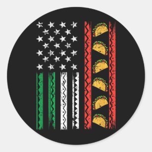 Cinco De Mayo Funny Tacos Grunge Amerikanische Fla Runder Aufkleber