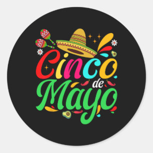 Cinco De Mayo für Männer Frauen Kinder Mexikanisch Runder Aufkleber