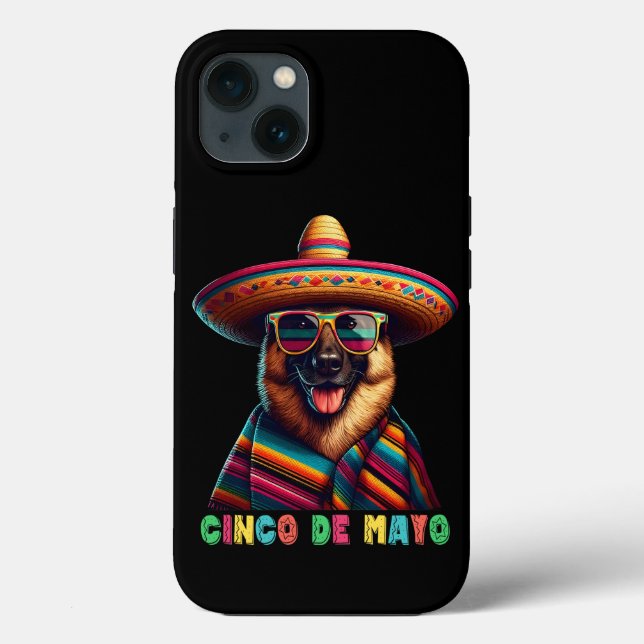 Cinco de Mayo German Shepherd with Poncho Sombrero Case-Mate iPhone Hülle (Rückseite)