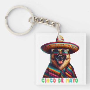 Cinco de Mayo German Shepherd with Poncho Sombrero Schlüsselanhänger