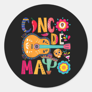 Cinco De Mayo Gitarrenparty Mexikanische Fiesta Fr Runder Aufkleber