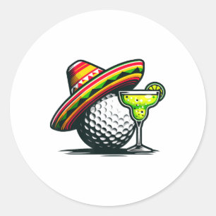 Cinco de Mayo Golf Ball mit Sombrero und Margarit Runder Aufkleber