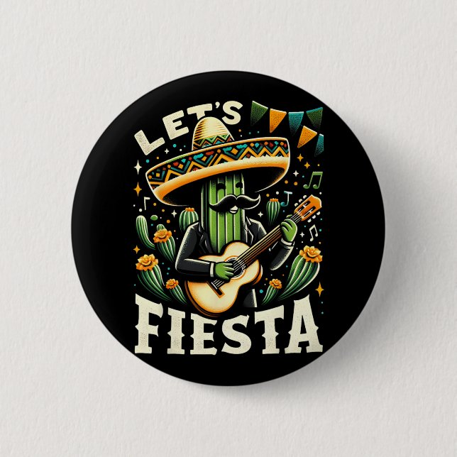 Cinco de Mayo Guitar Cactus cochérique de las Jung Button (Vorderseite)