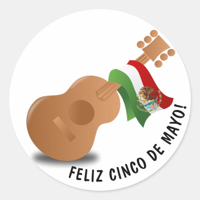 Cinco De Mayo Guitar Runder Aufkleber (Vorderseite)