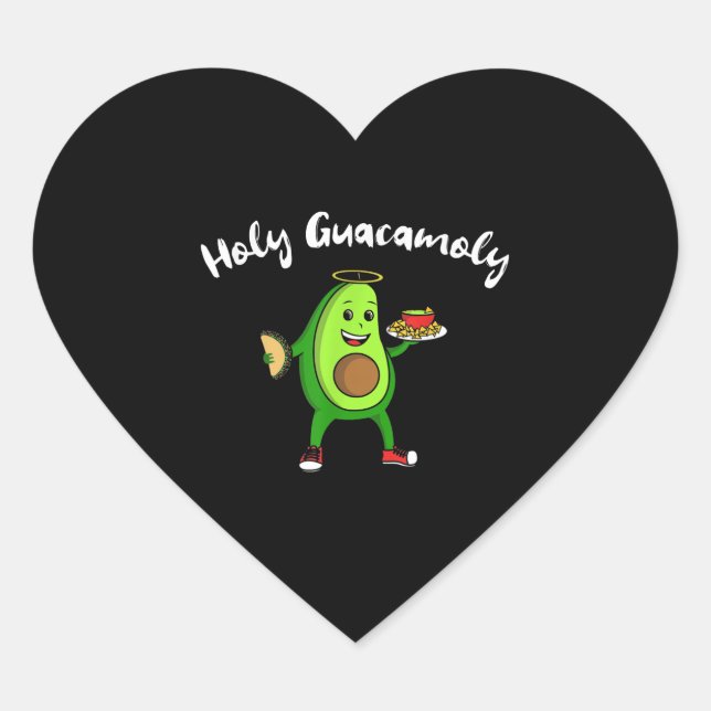 Cinco de Mayo Holy Guacamole Avocado Taco Food Herz-Aufkleber (Vorderseite)