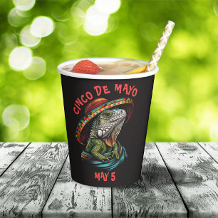 Cinco de Mayo Iguana Wearing Sombrero & Serape Pappbecher