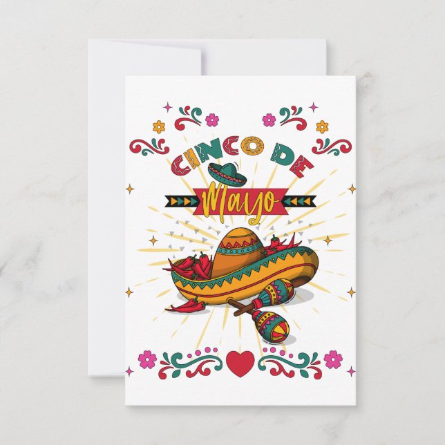 Cinco De Mayo Illustration, 2/2 RSVP Karte (Vorderseite)