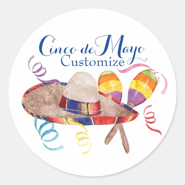 Cinco de Mayo Klassischer Rund Sticker (Vorderseite)