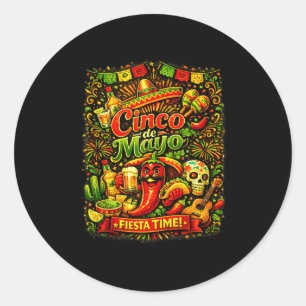 Cinco de Mayo Lass uns Fiesta mexikanische Party C Runder Aufkleber