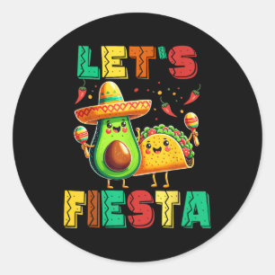 Cinco de Mayo Lasse Fiesta Avocado und Tacos Cinco Runder Aufkleber