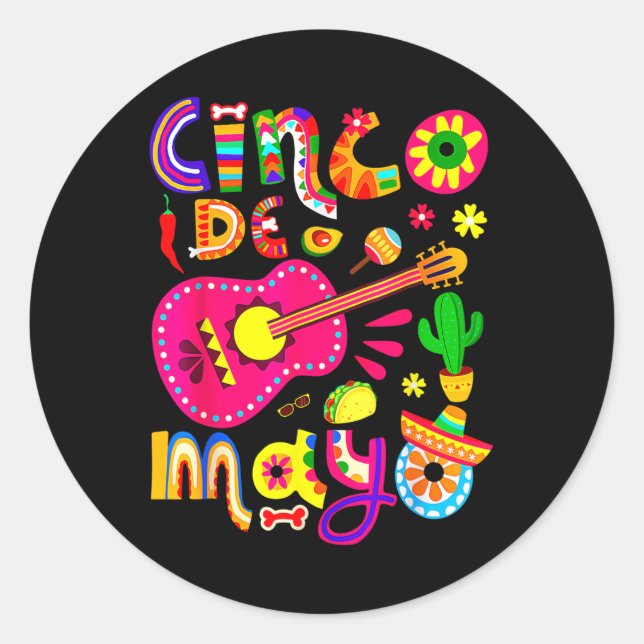 Cinco de Mayo Lets Fiesta Squad 5 Runder Aufkleber (Vorderseite)