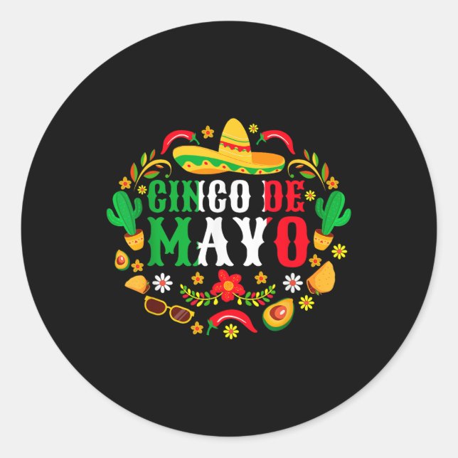 Cinco de Mayo Lets Fiesta Squad 5 Runder Aufkleber (Vorderseite)