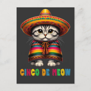 Cinco De Mayo Lustige Mexikanische Katze Sombrero Feiertagspostkarte