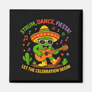 Cinco de mayo lustiger Kaktus Sombrero Gitarre Tan Magnet